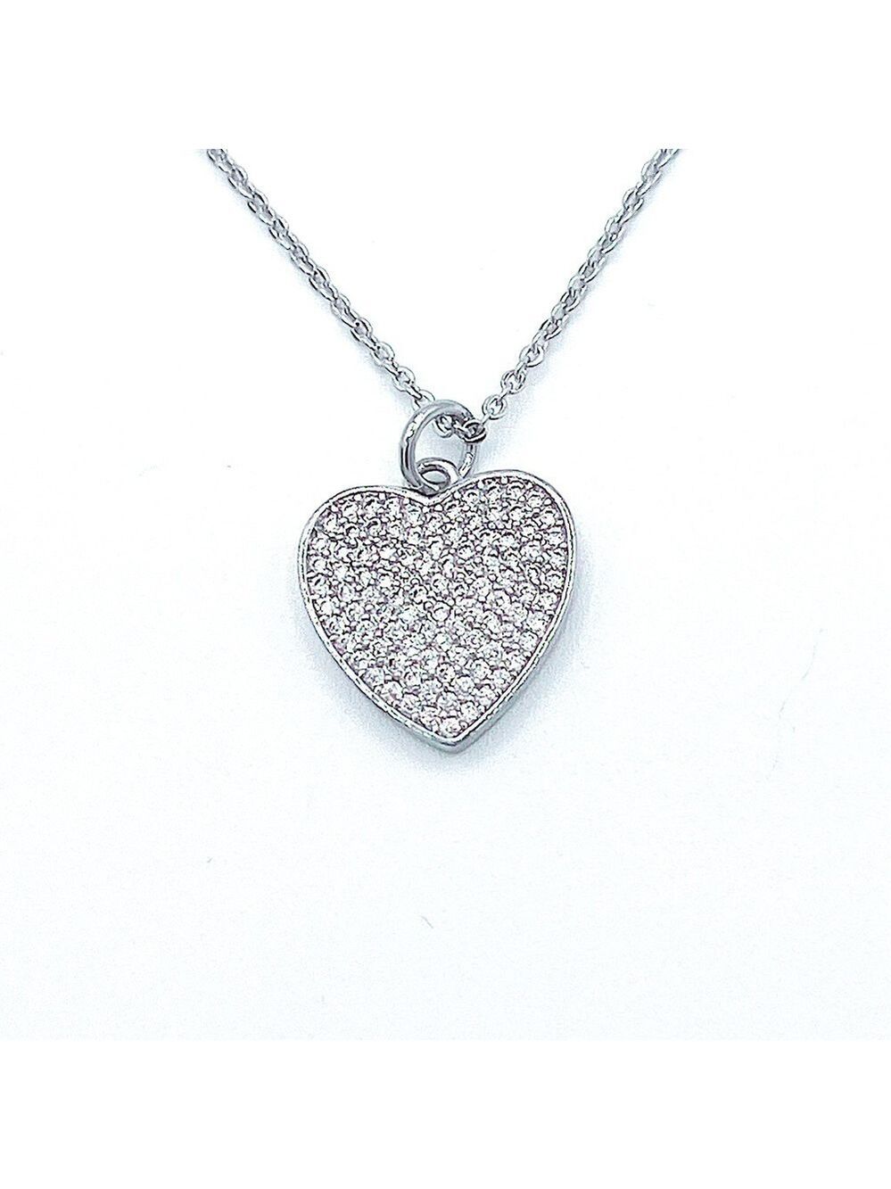 𝅺DAINTY Silver Chain with Sweet Micro Pave Heart Charm